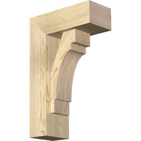 Merced Block Rough Sawn Bracket W/ Offset Brace, Douglas Fir, 6W X 14D X 22H